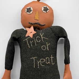 RARE Sharon Andrews ESC Trading Folk Art Pumpkin Man